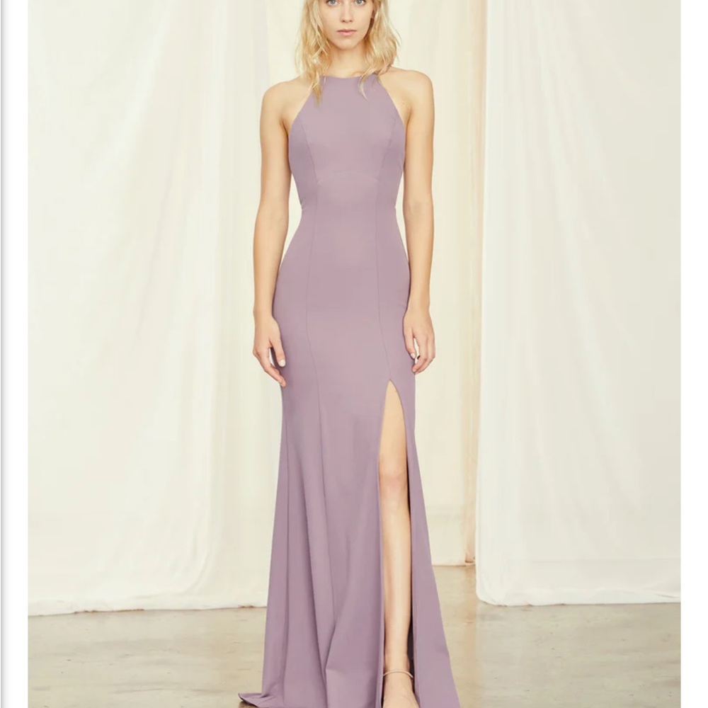 Green amsale bridesmaid formal dress backless